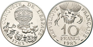 France 10 Franc, 1983, Piéfort, Conquete de ... 