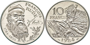 Frankreich 10 Francs, 1984, Piéfort, Rude, ... 