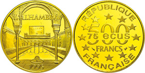 Frankreich 500 Francs (70 Ecu), Gold, 1995, ... 