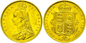 Great Britain 1 / 2 sovereign, 1887, ... 