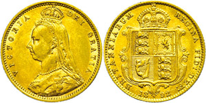 Grossbritannien 1/2 Sovereign, 1892, ... 