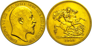 Grossbritannien 5 Pounds, Gold, 1902, Edward ... 
