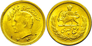 Iran 1/4 Pahlavi, Gold, 1961 (SH 1340), ... 