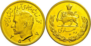 Iran 10 Pahlavi, Gold, 1978 (MS 2537), ... 