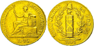Italy Ligurische Republic, 96 liras, Gold, ... 