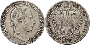 Old Austria coins until 1918 Thaler, 1865, ... 