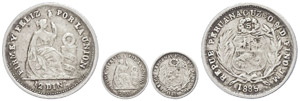 Peru 1 / 2 Dinero, 1885, JM, Cuzco, KM 189a, ... 