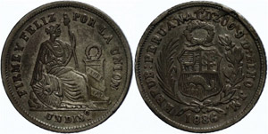 Peru Dinero, 1886, JM, Cuzco, KM 190a, ... 