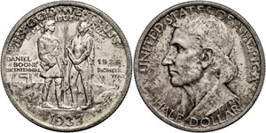 USA 1/2 Dollar, 1937, Boone, KM 165.2, st.  ... 