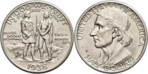 USA 1/2 Dollar, 1938, D, Boone, KM 165.2, ... 