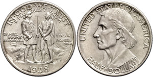 USA 1/2 Dollar, 1938, S, Boone, KM 165.2, ... 