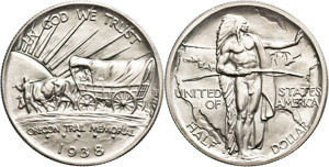 USA 1/2 Dollar, 1938, S, Oregon Trail, KM ... 