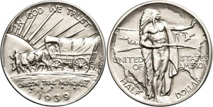 USA 1/2 Dollar, 1939, D, Oregon Trail, KM ... 