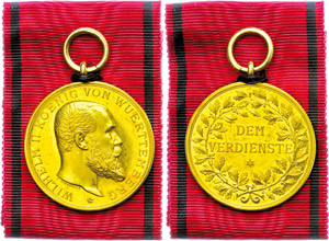  Wuerttemberg, golden civilian service medal ... 