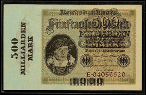 Bills German Reich 1923, Reich banknote 500 ... 