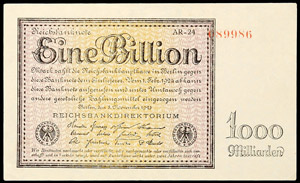 Bills German Reich 1923, Reich banknote a ... 