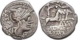 Coins Roman Republic M. Porcius Laeca, ... 