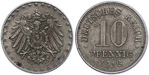 Small denomination coins 1871-1922 10 penny, ... 