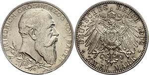 Baden 2 Mark, 1902, Friedrich I., zum ... 
