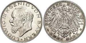Bavaria 2 Mark, 1914, Ludwig III., small ... 