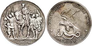 Prussia 3 Mark, 1913, centennial celebration ... 