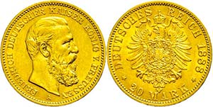 Preußen 20 Mark, 1888, Friedrich III., wz. ... 