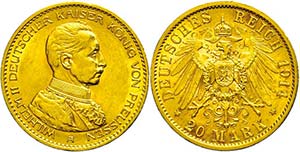 Preußen 20 Mark, 1914, Wilhelm II., wz. ... 