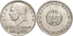 Coins Weimar Republic 5 Reichmark, 1929 J, ... 