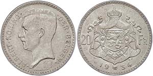Belgium 20 Franc, 1934, fools about I., the ... 