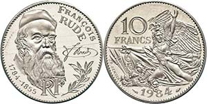 Frankreich 10 Francs, 1984, Piéfort, Rude, ... 