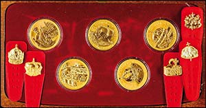 Austria 5 x 100 Euro, Gold, 2008-2012, set ... 