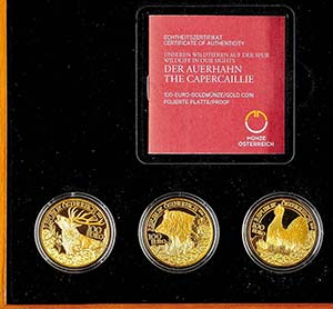 Austria 3 x 100 Euro, Gold, 2013-2015, set ... 