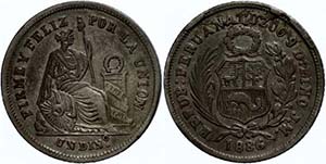 Peru Dinero, 1886, JM, Cuzco, KM 190a, ... 