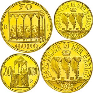San Marino Set zu 20 und 50 Euro, Gold, ... 