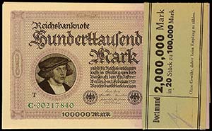 Bills German Reich 1923, Reich banknote 100. ... 