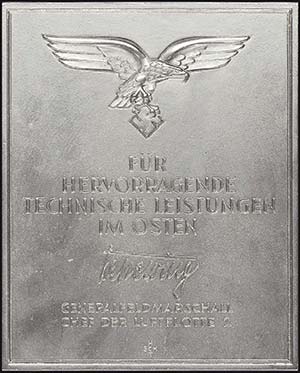 Air Force, cast iron plaque for outstanding ... 