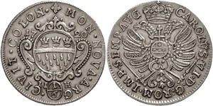 Cologne City 1 / 6 thaler, 1720, with title ... 