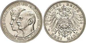 Anhalt 3 Mark, 1914, Friedrich II., to the ... 
