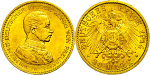 Preußen 20 Mark, 1914, Wilhelm II., wz. ... 
