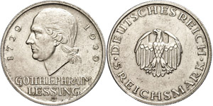 Coins Weimar Republic 5 Reichmark, 1929 J, ... 