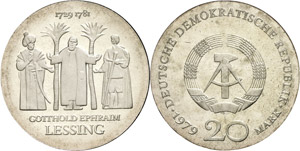 Münzen DDR 20 Mark, 1979, Lessing, PP in ... 