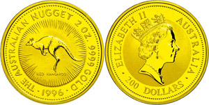 Australia 200 dollars, Gold, 1996, kangaroo, ... 