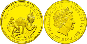 Australia 200 dollars, Gold, 2004, kangaroo, ... 