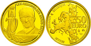 Belgium 50 Euro, Gold, 2004, 70. birthday of ... 