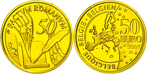 Belgium 50 Euro, Gold, 2007, 50 years Roman ... 