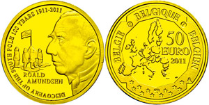 Belgien 50 Euro, Gold, 2011, 100. Jahrestag ... 