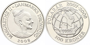 Dänemark 100 Kronen, 2008, Schlitten vor ... 