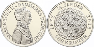 Dänemark 500 Kronen, 2012, Margrethe 40 ... 