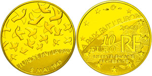 France 10 Euro, Gold, 2005, 60. anniversary ... 