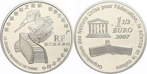 France 1, 5 Euro, 2007, 60 years UNESCO - ... 